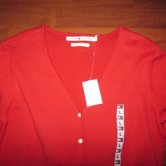 Tommy Hilfiger Red Sporty Cardigan - L - New - Picture 9 of 12
